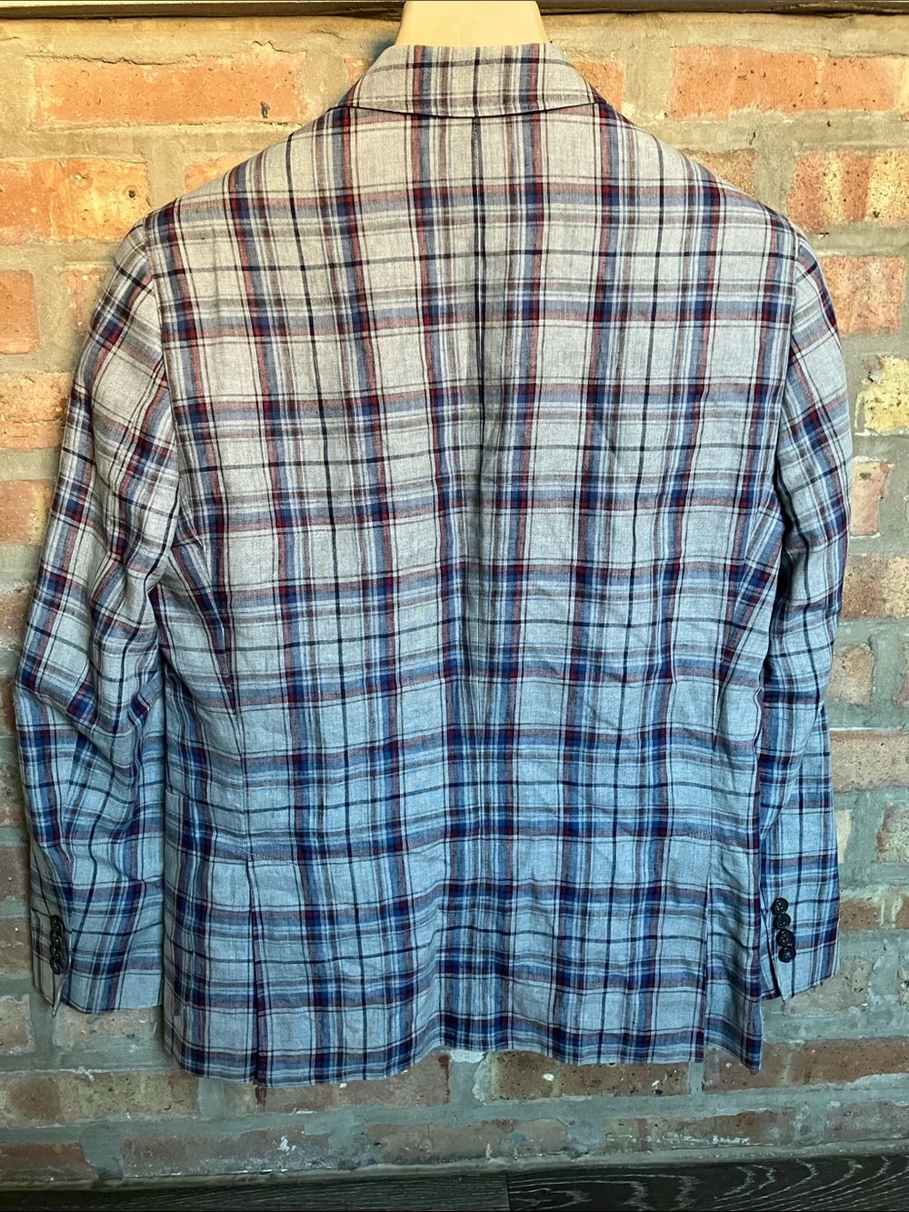 Ted Baker Gray Plaid Sport Coat with Blue and Burgundy Windowpane